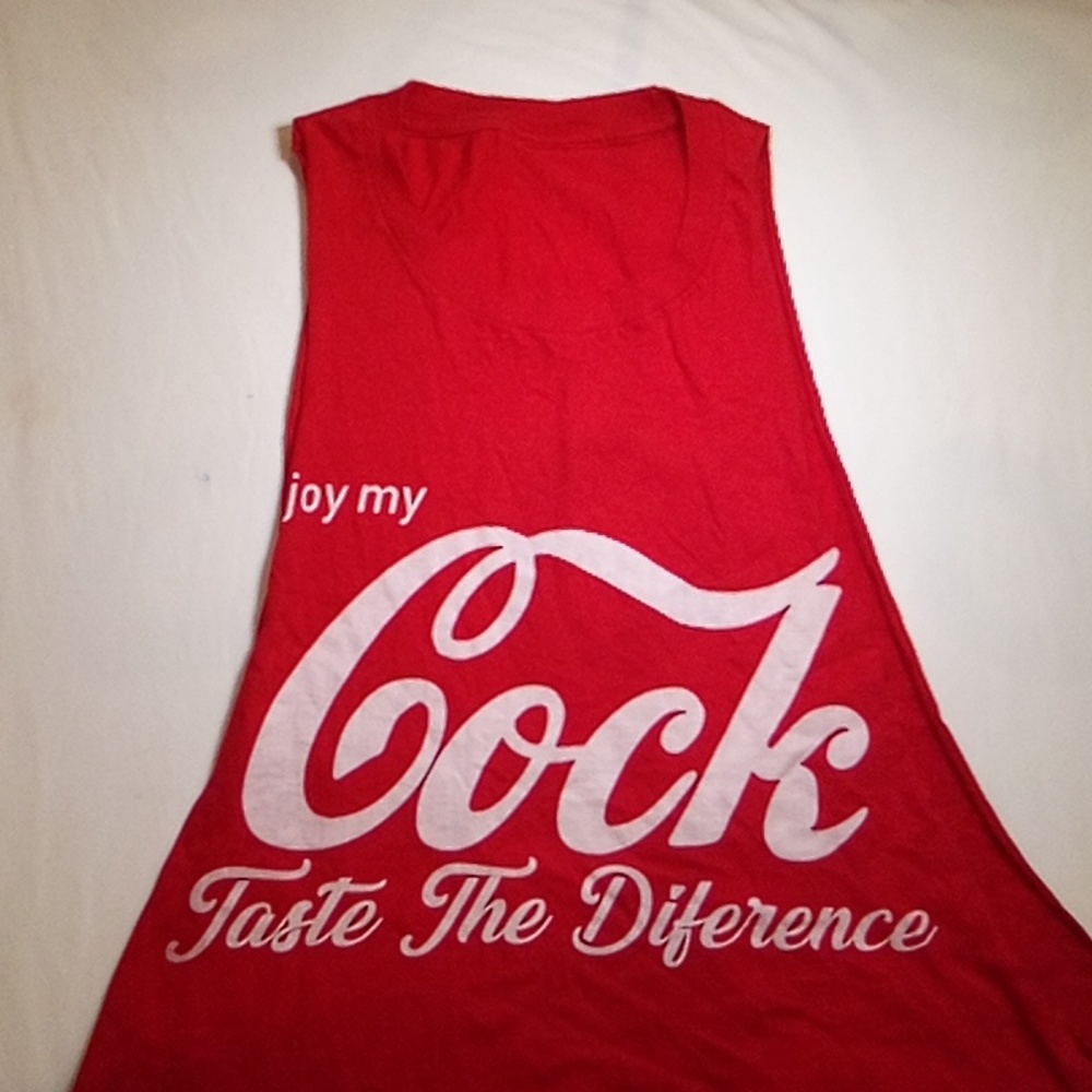 No Name, Size XL, Red w/impr "Enjoy my c/:;, Taste the Difference", Muscle Tank